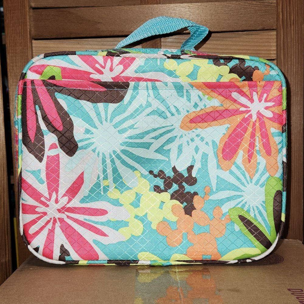 Thirty-One Insulated Lunch Bag Teal with Flowers